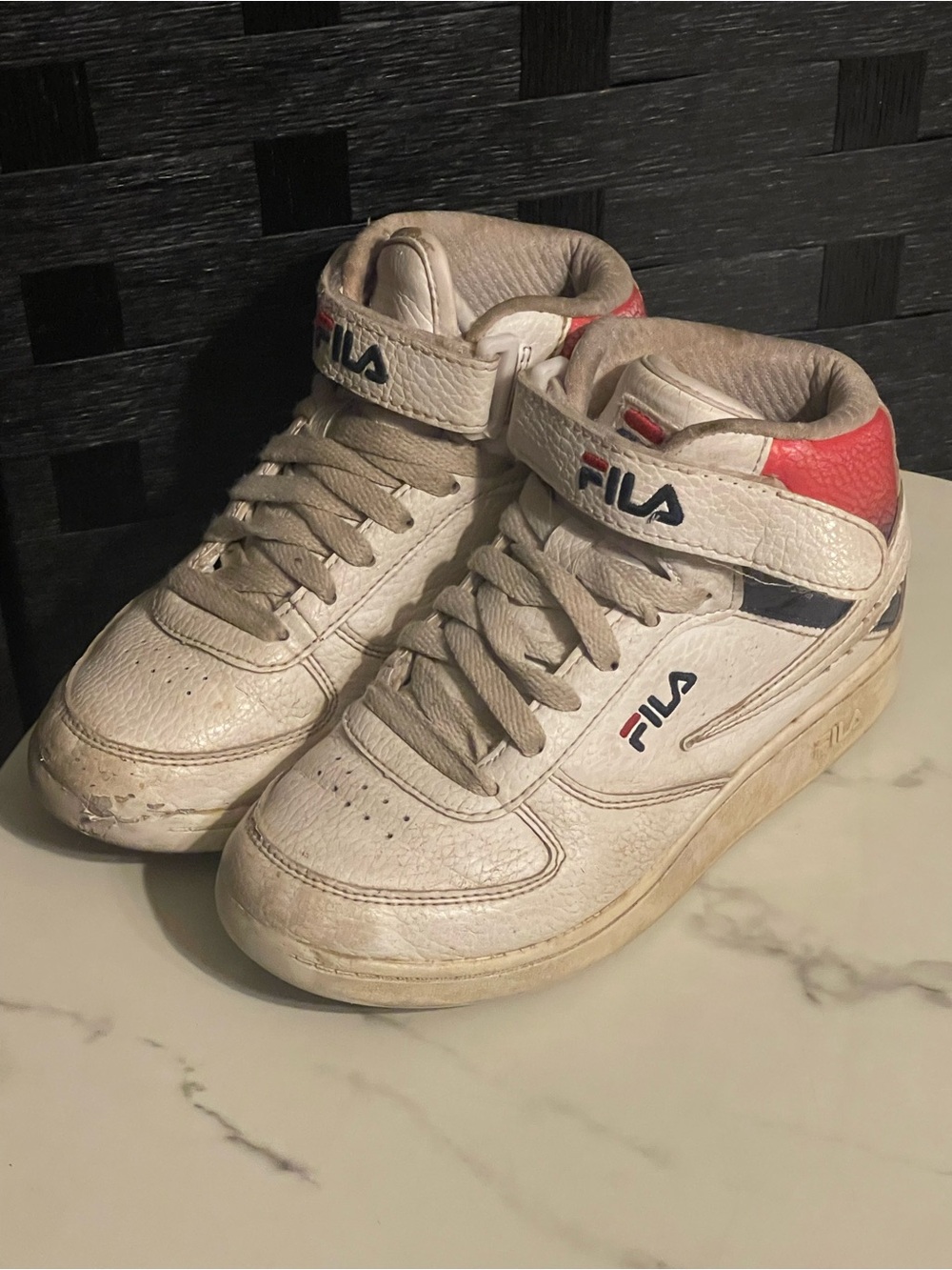 Fila White Sneakers For Toddler/Kids Size 1 High Top Preloved Vintage
